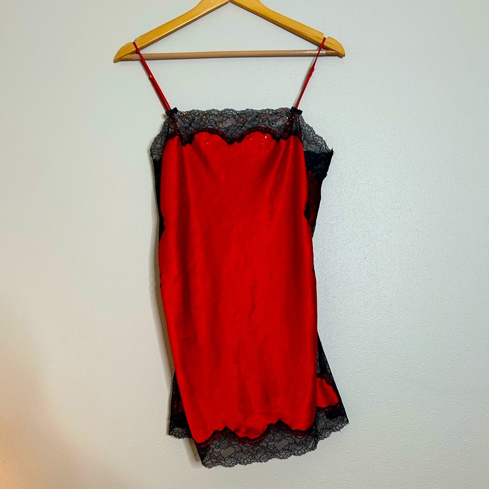 GUC Victoria’s Secret red mini slip dress